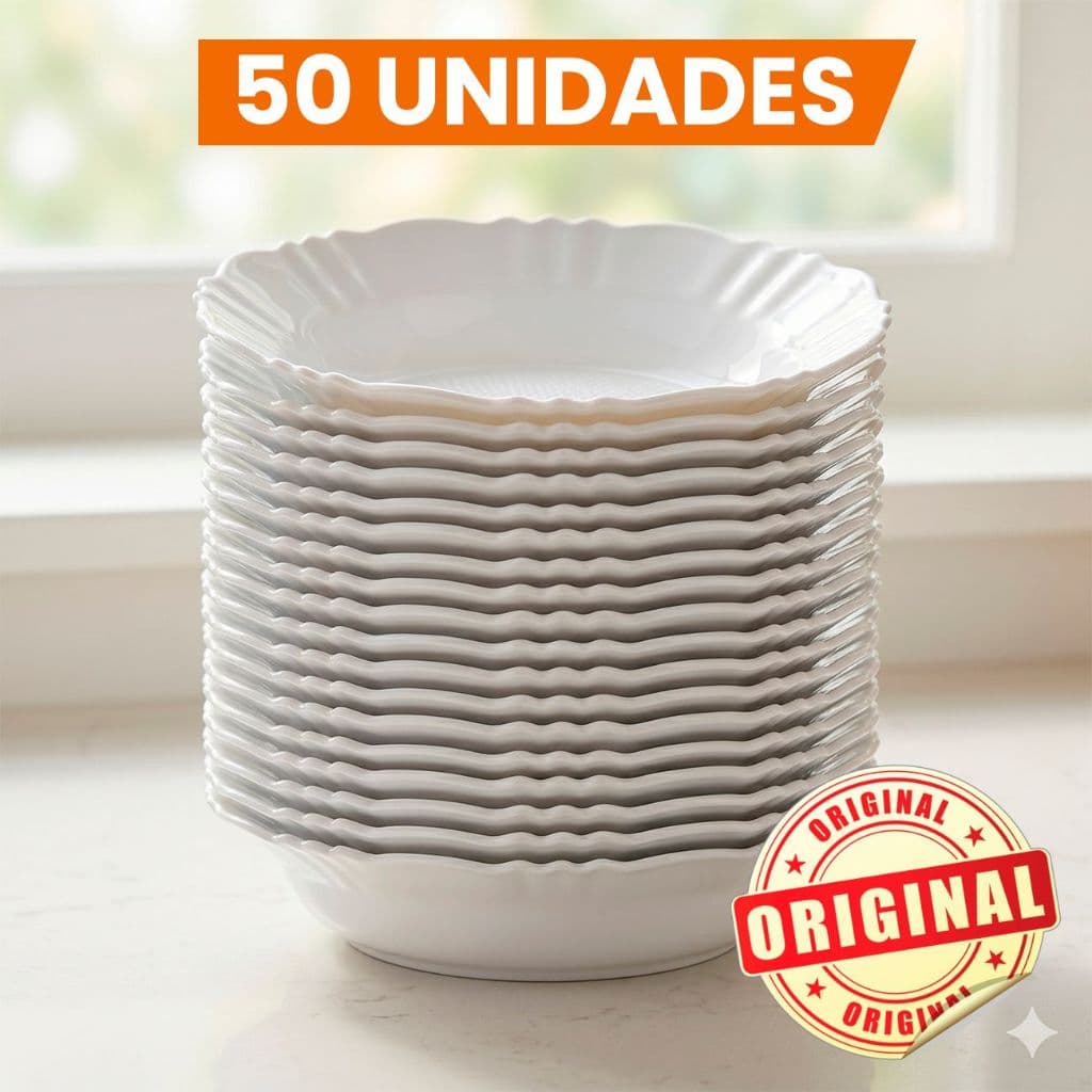 Kit 25 50 100 Pratos Pétala Plástico Redondo Fundo Reforçado Sobremesa Festa Resistente