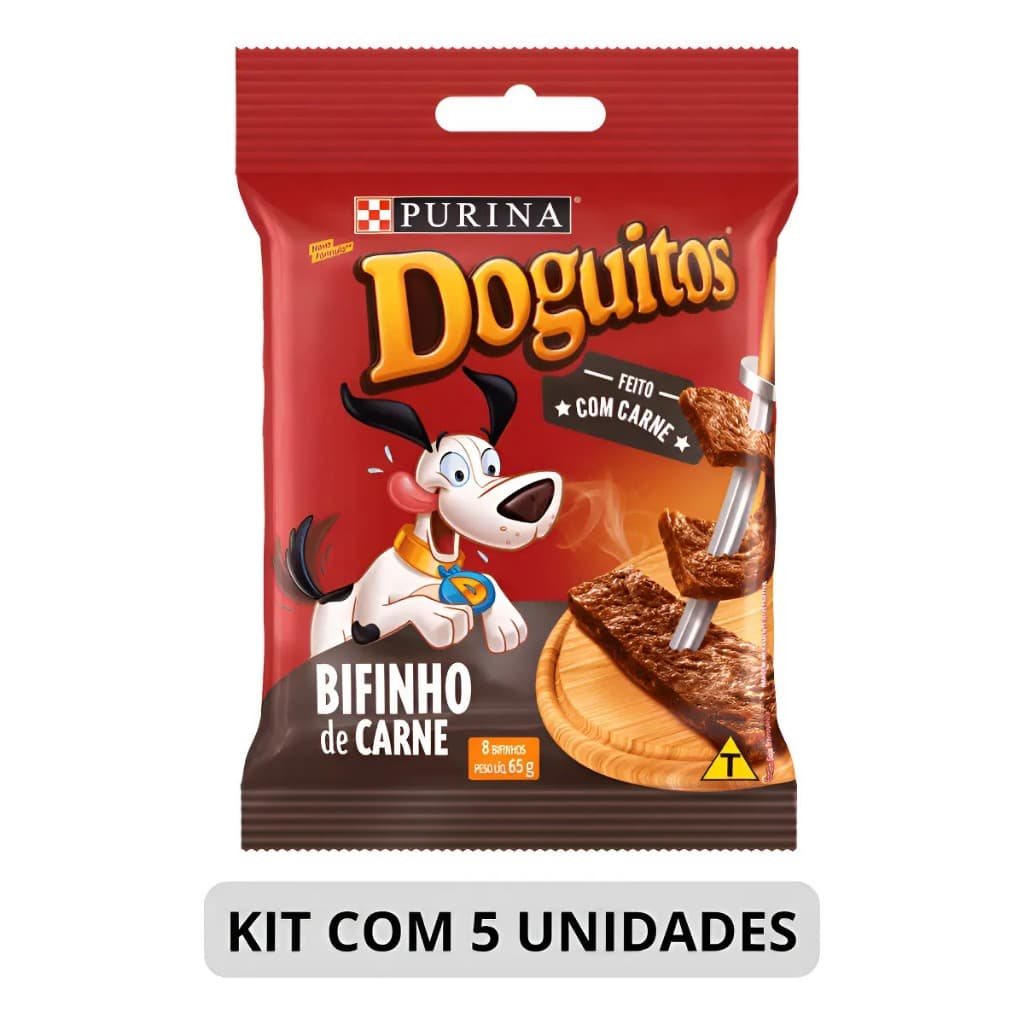 Kit 5 Doguitos Bifinho de Carne 65g Petisco p/ Cães Purina