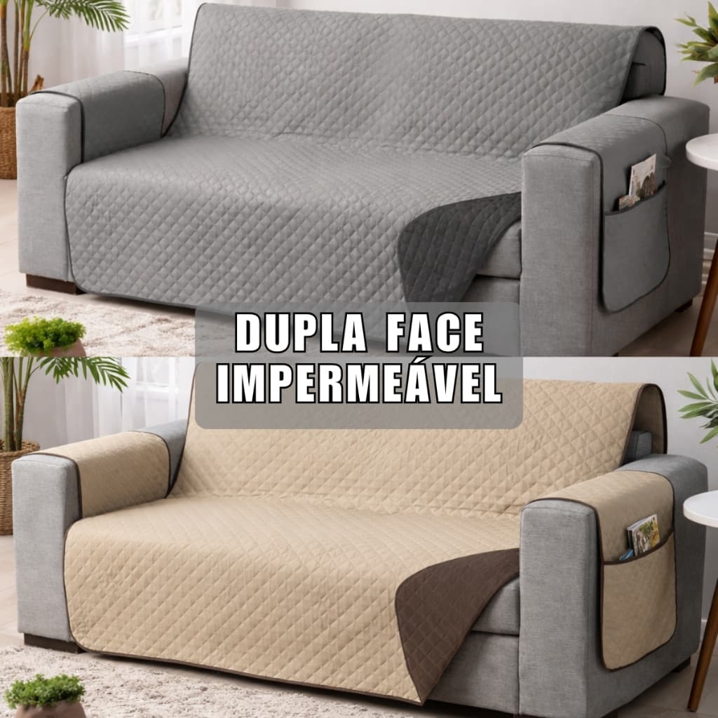 Protetor de Sofá Impermeável Dupla Face SoftShield Tech 1 2 3 4 Lugares Retrátil Matelado Capa