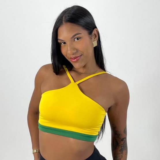KIT 2 Top Frente Única Fitness Feminino Brasil Bicolor com Sustentação Tecido Duplo Elasticidade