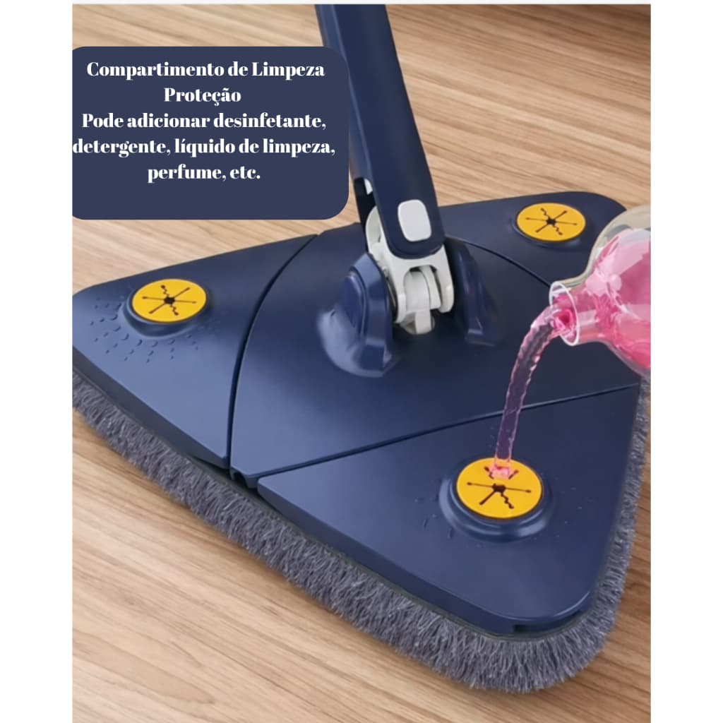 Mop Triangular Limpeza Vidro Janela Piso Refil Esfregão , Rodo Limpador Giratório Mop 360° Achadinhos