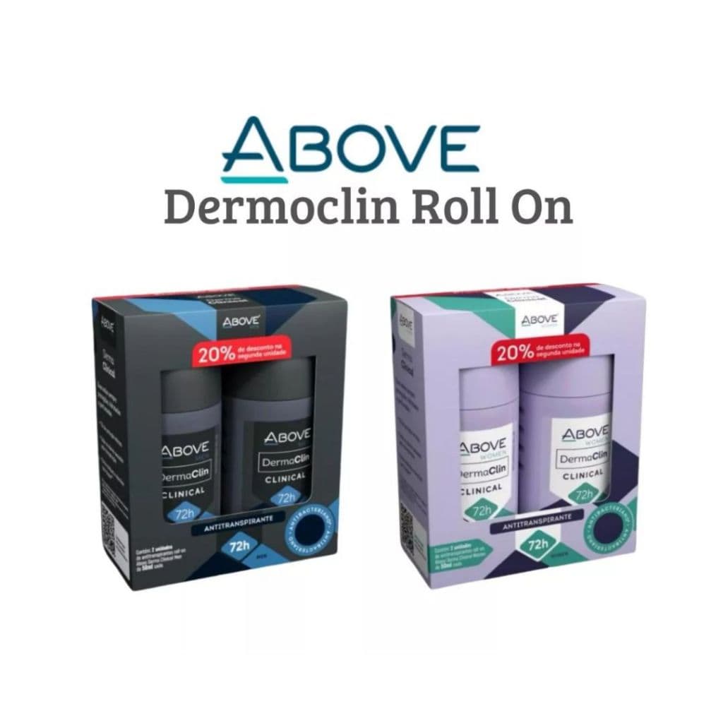 Desodorante Roll On Above Dermoclin Clinical 72h Antitranspirante (Masculino ou Feminino) kit 2 un