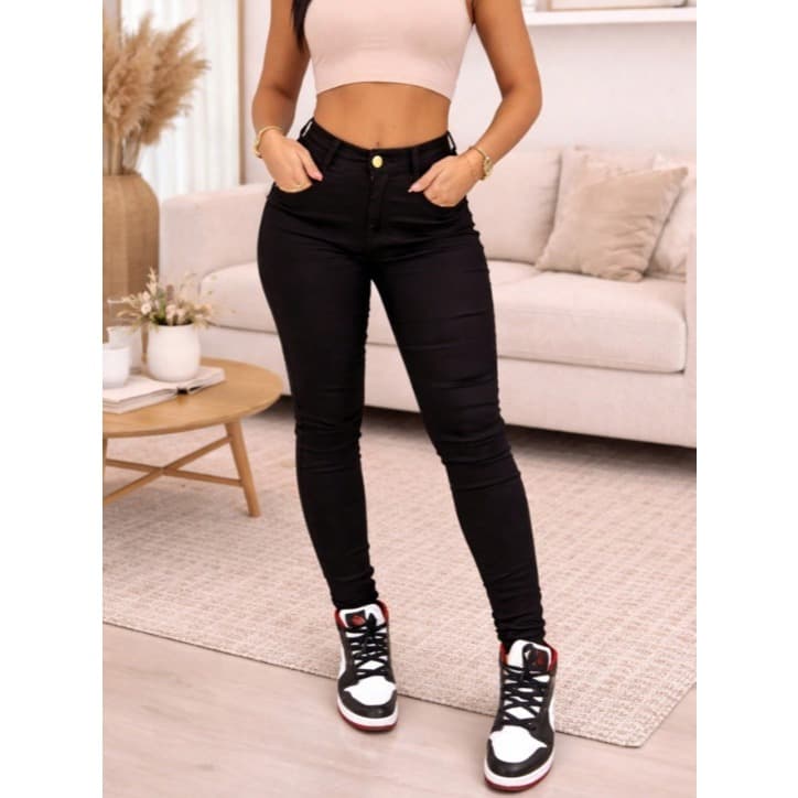 Skinny Jeans Feminina Cintura Alta Ajuste Perfeito Look Casual e Chic