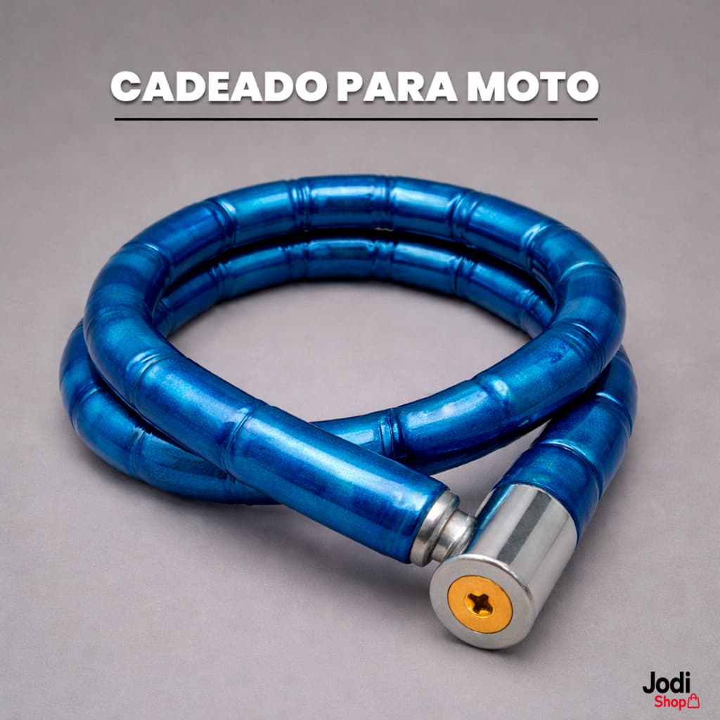 Cadeado de Moto Corrente Reforçada em Aço Inoxidável com Trava Segura e 2 Chaves Tetra