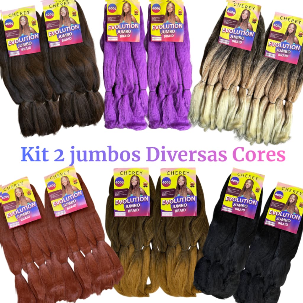 kit 2 Jumbos Para Trança Box Braids X 400 Gramas Cada 6 Mechas Cada Diversas Cores