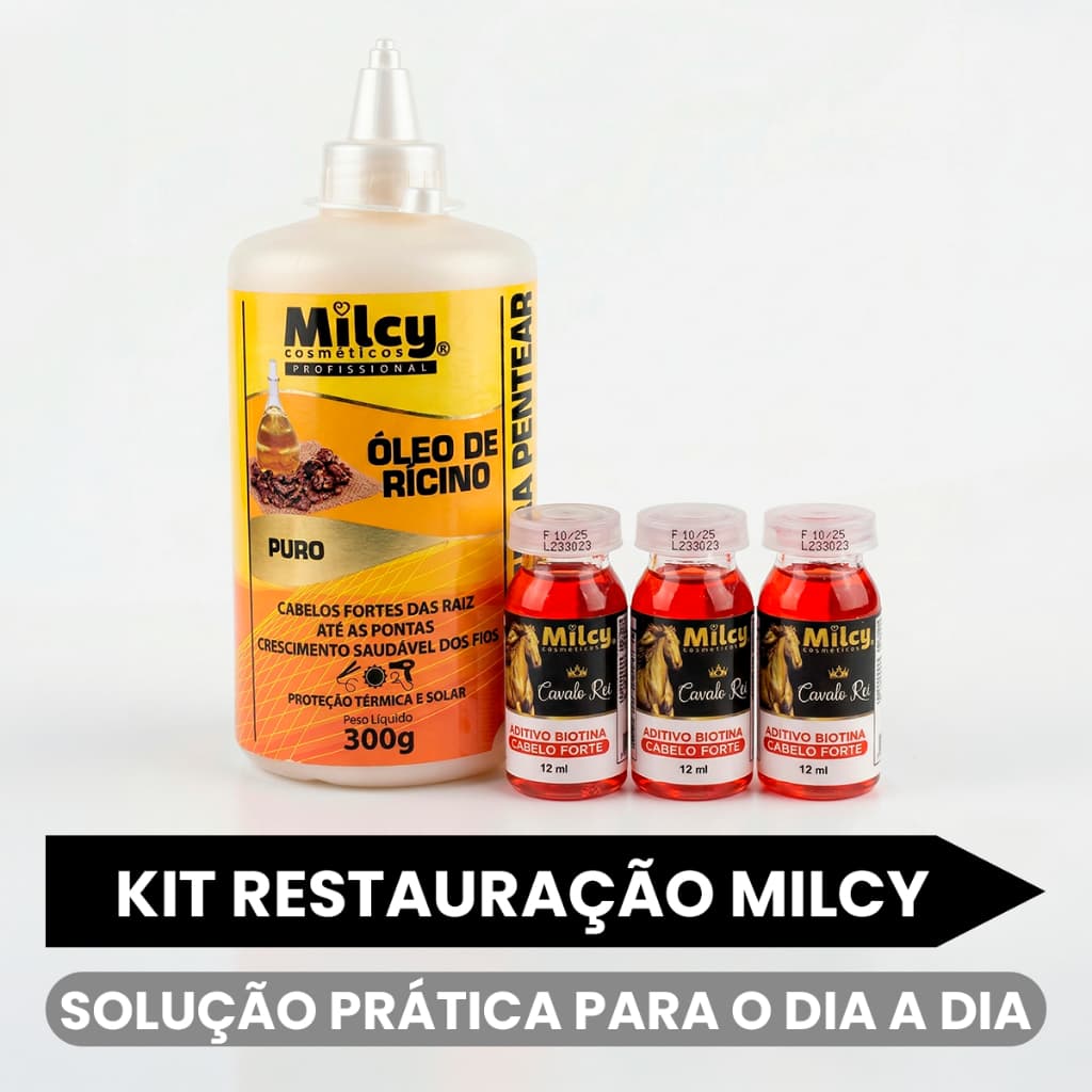 Kit Creme de Pentear Finalizador 300ml + 3 Ampola Biotina Para Crescimento Milcy