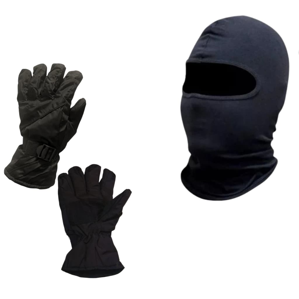 KIT LUVAS TÉRMICAS FORRADAS PARA MOTOCICLISTA + TOUCA NINJA (BALACLAVA) - IDEAL PARA FRIO E INVERNO