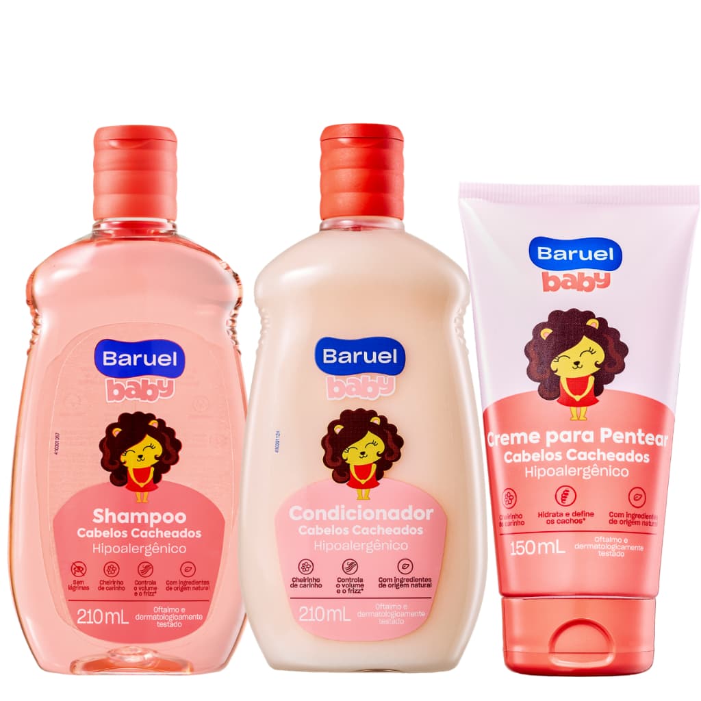 Kit Baruel Baby Cabelos Cacheados shampoo 210ml+Condicionador 210ml+Creme para Pentear 150ml