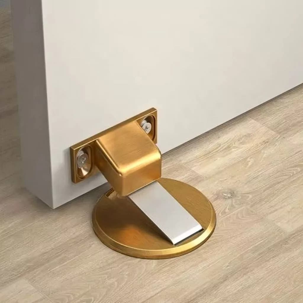 Prendedor Trava Fixador de Porta Magnético Slim Inox Cromado Batetor Amortece Impacto