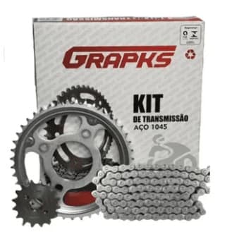 KIT TRANSMISSÃO FAN 125 2009 A 2013 GRAPKS RELAÇÃO COMPLETA MOTO