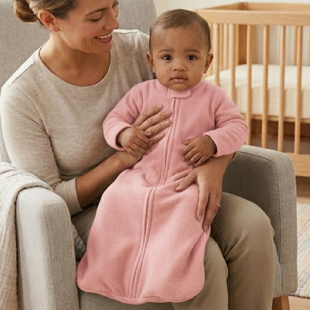 Saco Saquinho de Dormir Bebê Com Manga (Sleep Bag) Cobertor de Vestir Soft (Rosa) Tam. M