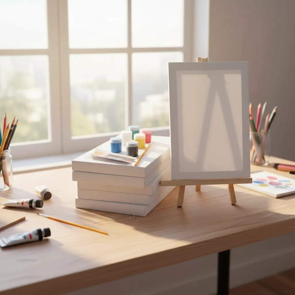 Kit Diversão na Pintura Cavalete + 1 Tela 30x40 + Pincel + 6 Tinta Trend Pintura Dia das Mães