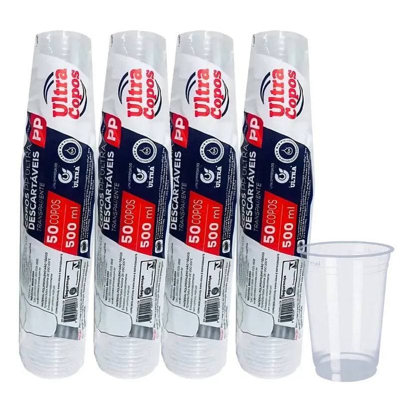 COPO 500ml DESCARTÁVEL PP ULTRA KIT 50/100/200 UNIDADES PARA CHOPP AÇAI MILKSHAKE SUCO