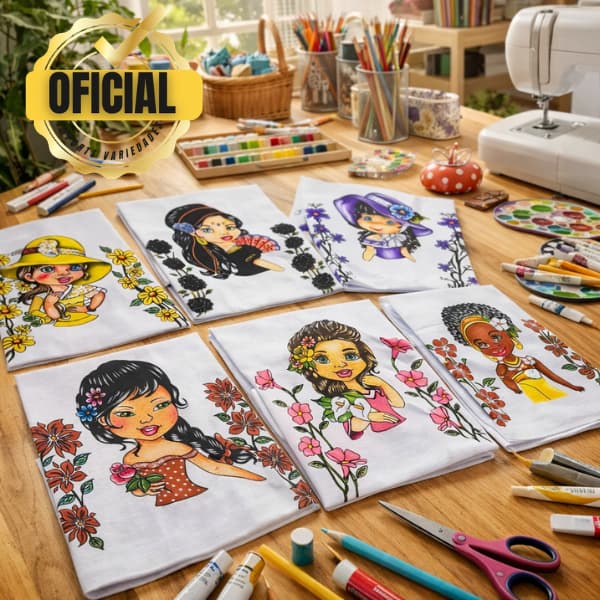 Kit C/ 5 ou 10 Panos de Prato BONEQUINHAS Unidades Grande Pano Premium Envio Imediato