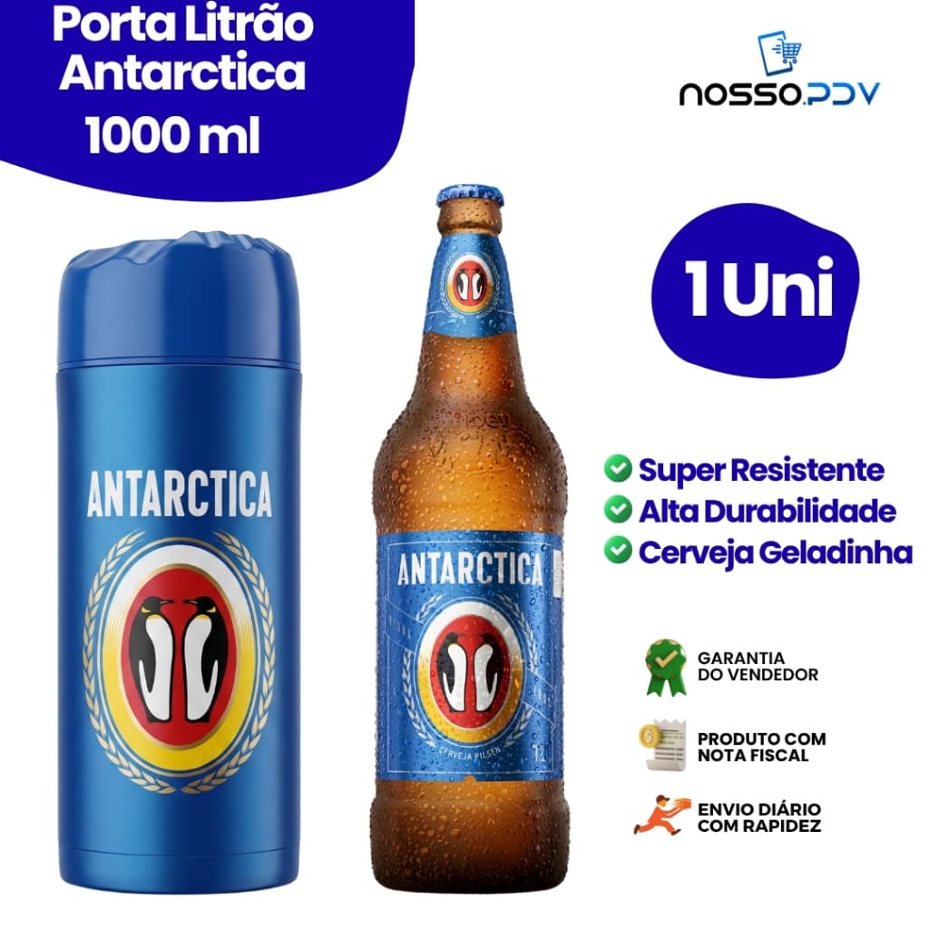 Porta Garrafa Térmico Para Cerveja Litrão 1L Antarctica Parede Dupla Alta Qualidade Envio Rápido