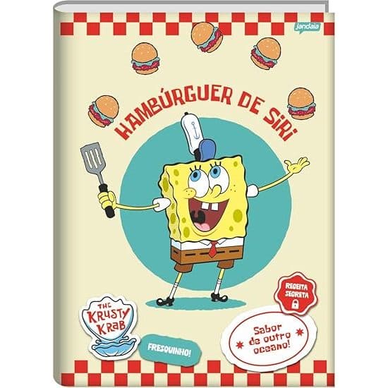 Jandaia - Caderno Brochura Universitário Capa Dura 80 Fls Bob Esponja Hamburguer de Siri FSC