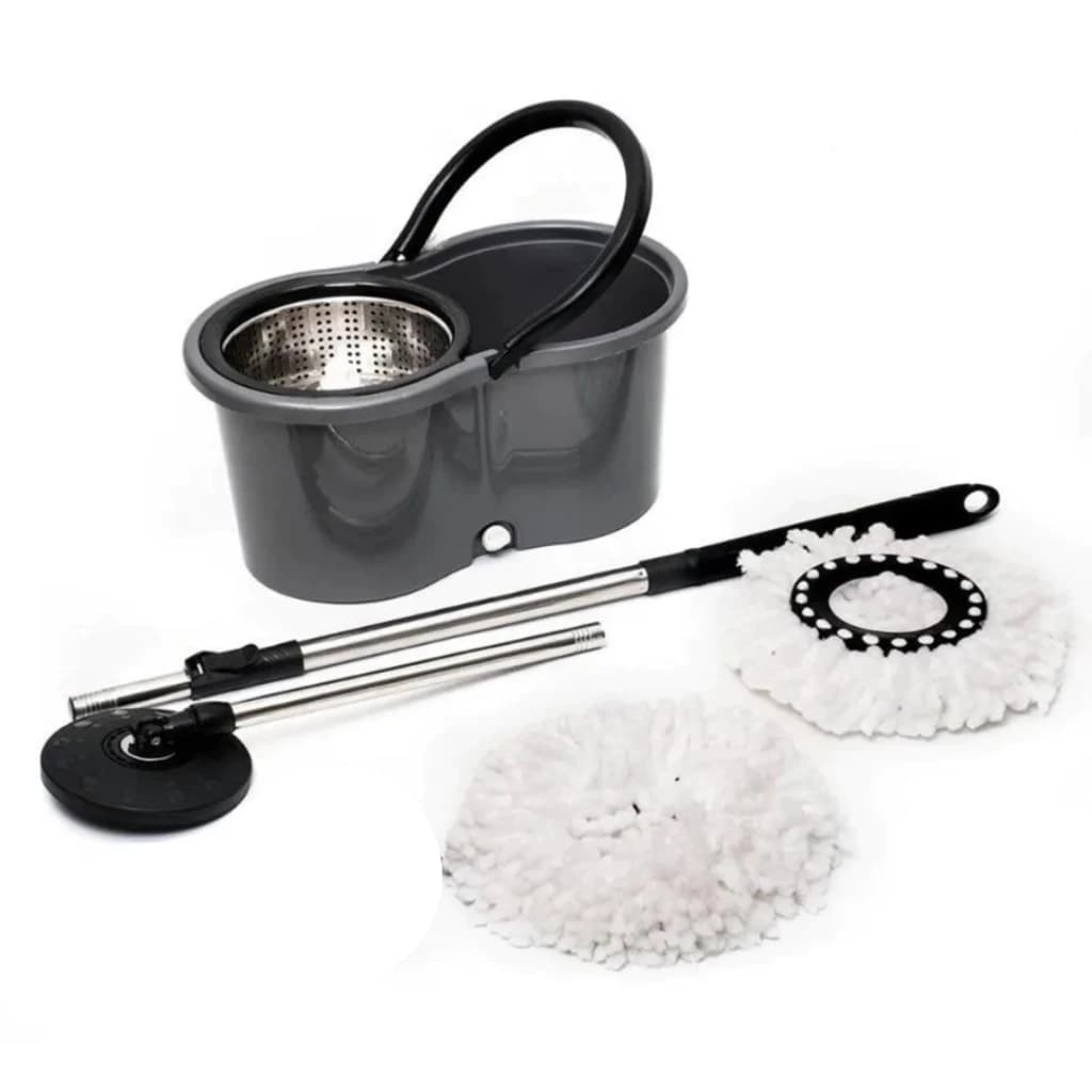 Mop Com Centrífuga e Cabo de Inox com Balde e Refil Ideal p/ Limpeza de Canil /Casa /Pisos- Esfregão Limpa Tudo