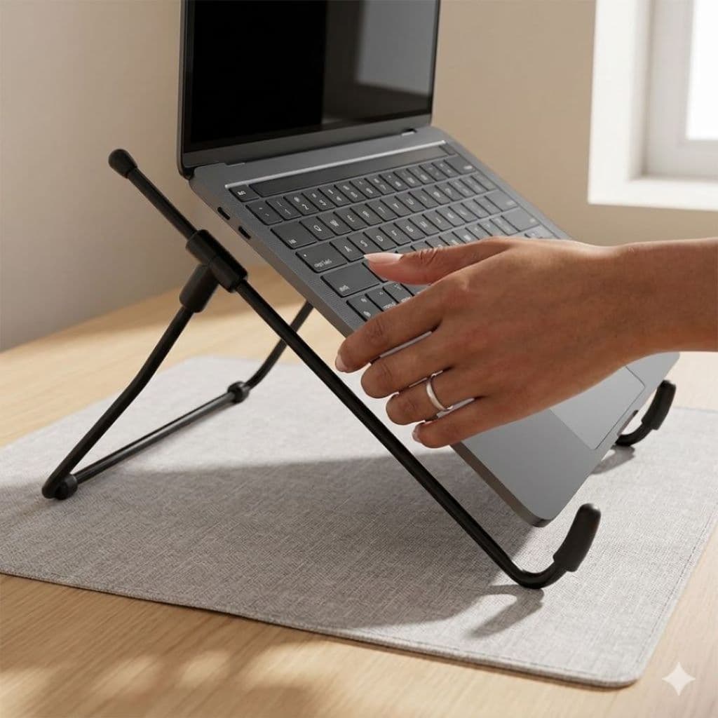 Foco em Durabilidade e Postura (Ideal para Escritório) Suporte Notebook Aço Reforçado Mesa Escritório Ergonômico p/ Post