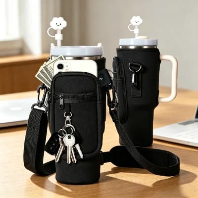 Capa para Copo com Bolso e Alça Removível Alça Ajustável para Carregar Facilmente Compatível com Copos de 40oz e Bebidas