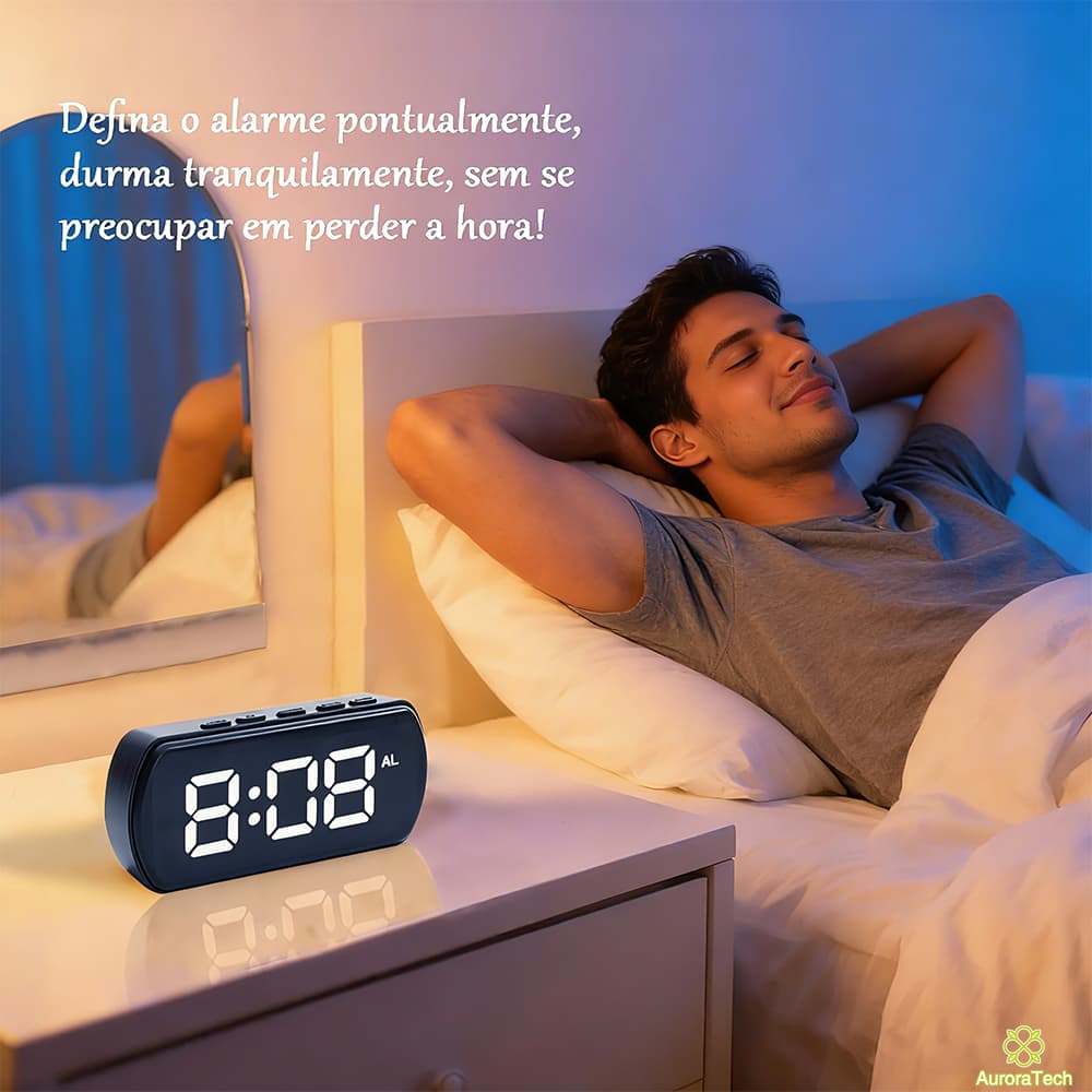 Relógio Despertador Digital De Mesa Decorativo Temperatura USB Ferramenta Para Acordar