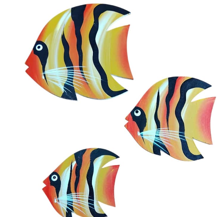 Peixe Trio em MDF Decoração Parede  Enfeite para Decoração Náutica  Marinha Para Sala, Varanda e Área Gourmet