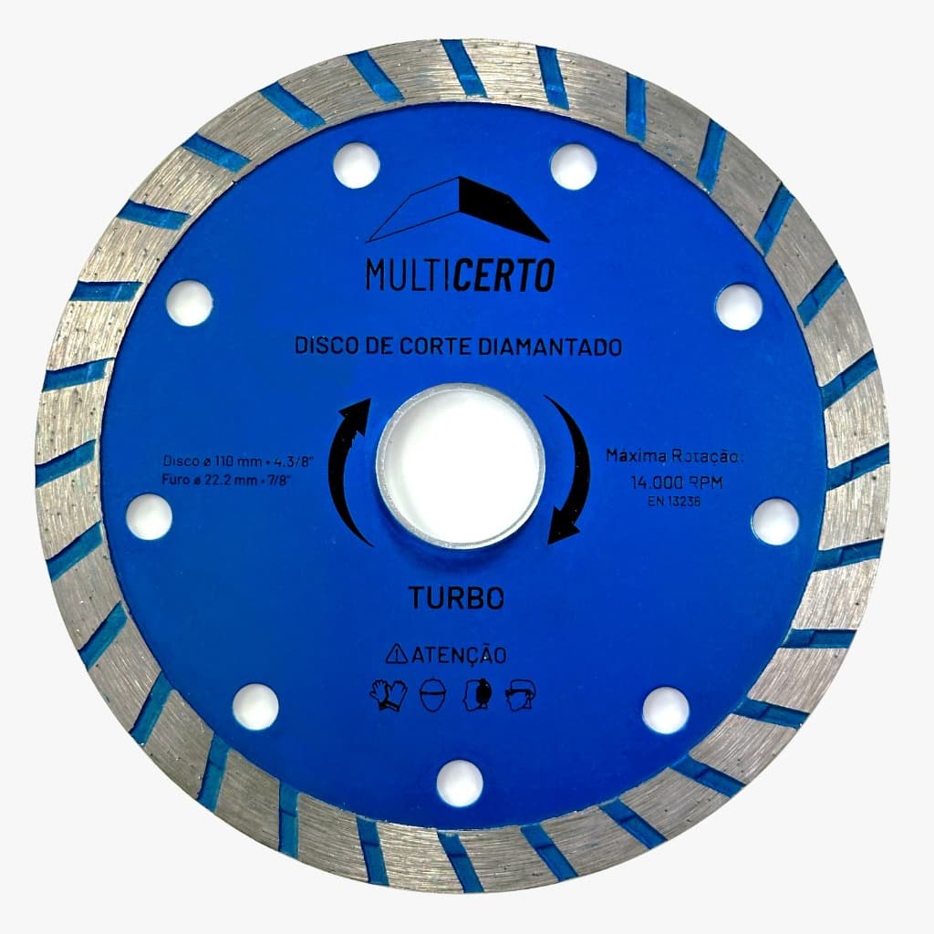 Kit 3 Discos De Corte Diamantado Turbo Azul 110mmx1.8mm Multicerto
