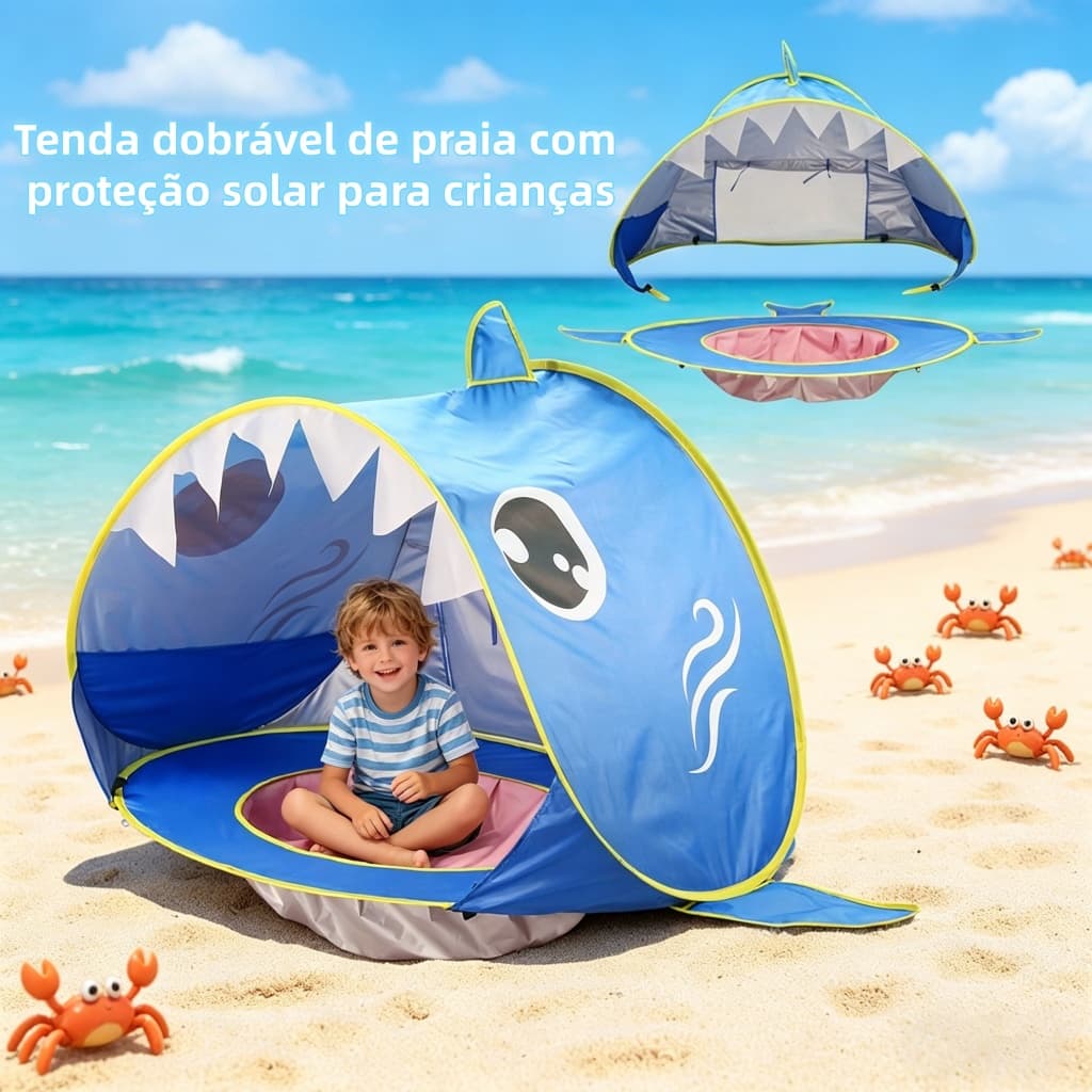 Cabana Infantil Rosa e Azul Para Praia/Piscina com Proteção Solar SPF 50+ Barraca Para Crianças