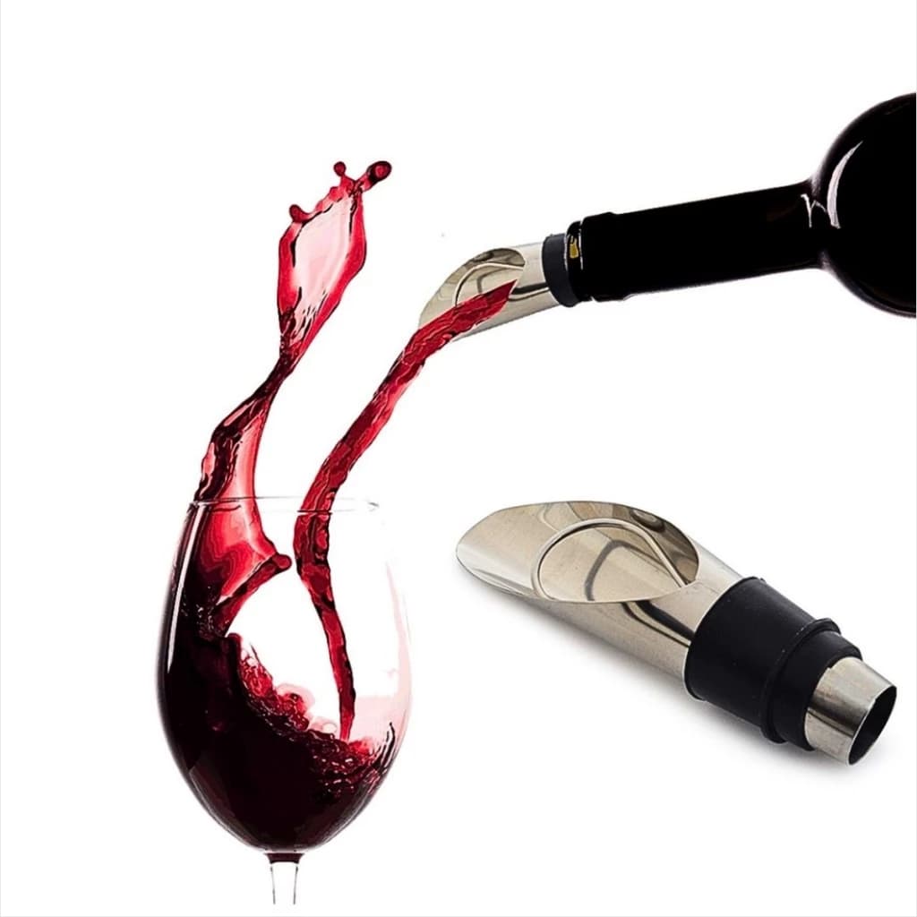 Bico Dosador Funil Com Tampa Rolha Em Inox Com Alça Para Garrafa De Vinho E Bebidas
