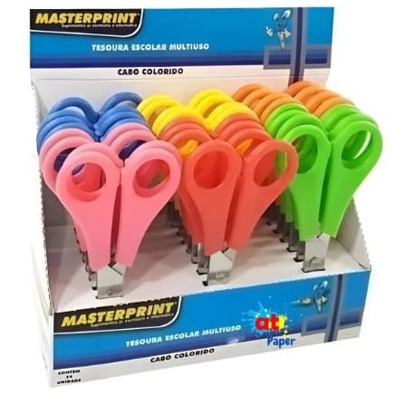 Kit 12 Tesouras Escolar Sem Ponta Masterprint MP501