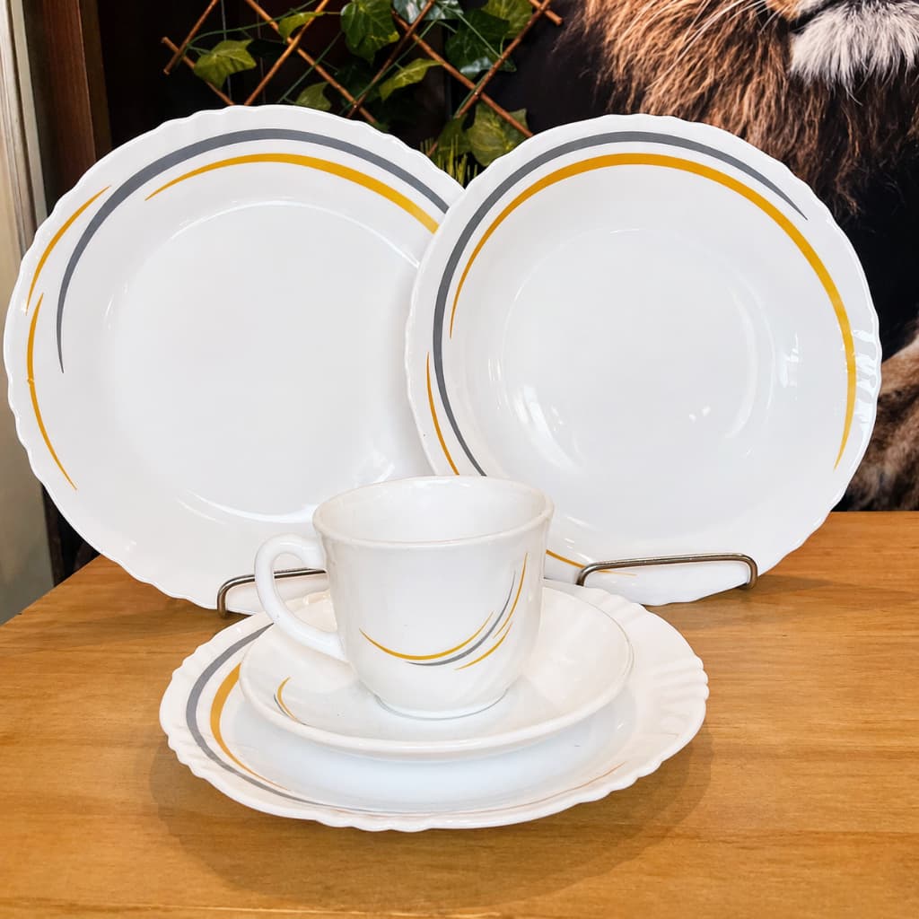 APARELHO DE JANTAR 20 PEÇAS VINTAGE VIDRO OPALINE MESA POSTA
