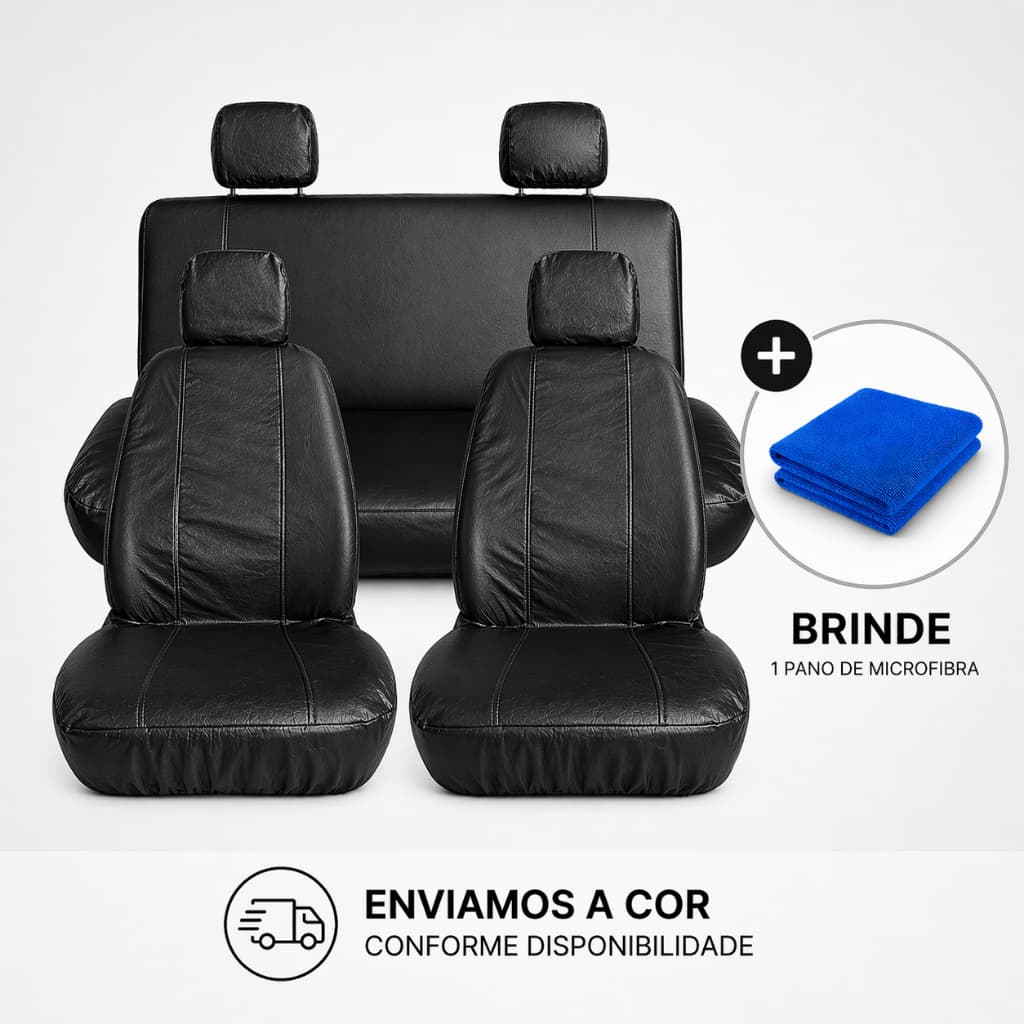 Jogo De Capas Protetoras Bancos Automotivos Carro Em Corino Preto
