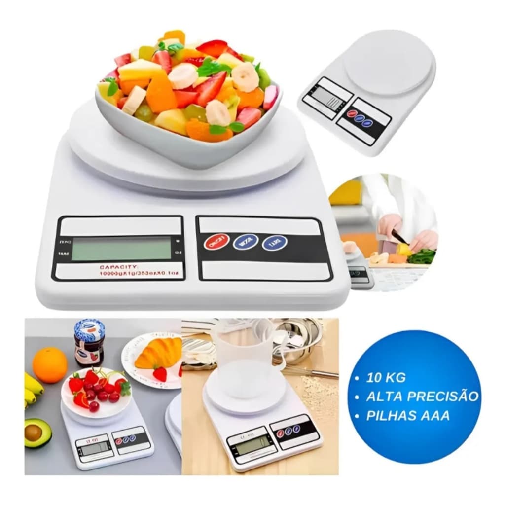 Balança Digital Scale De Cozinha Sf-400 Branco Pesa Até 10 Capacidade Máxima 10 Kg