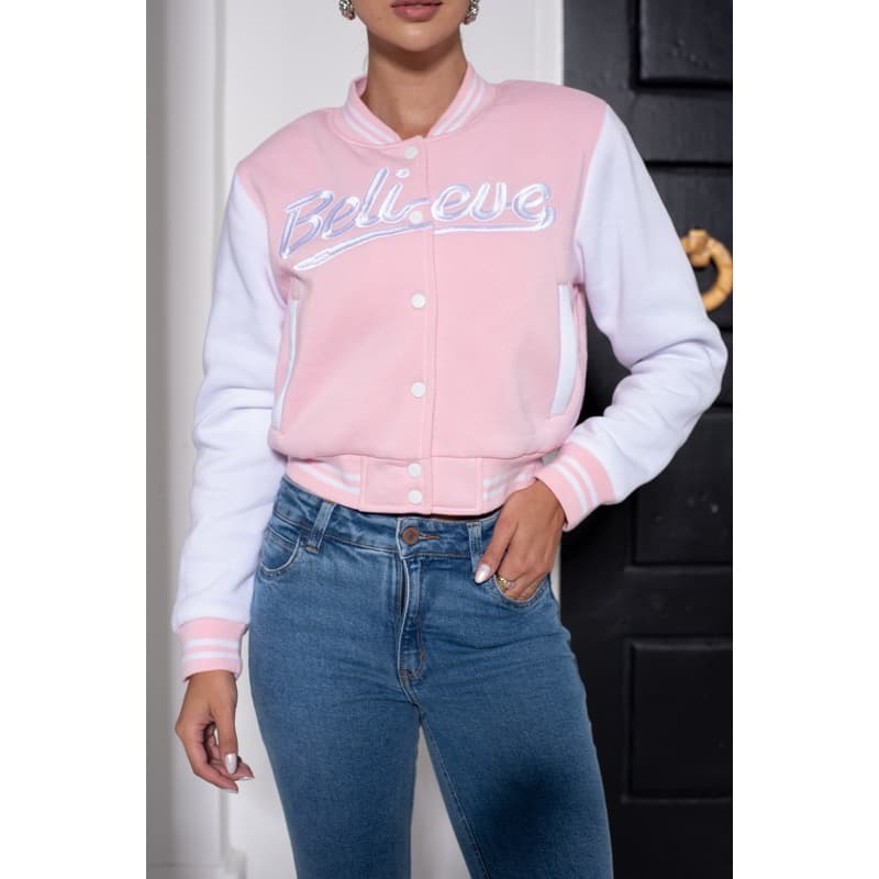 Jaqueta Bomber Feminina colegial | Belive Estilo college Americano| importado alta qualidade