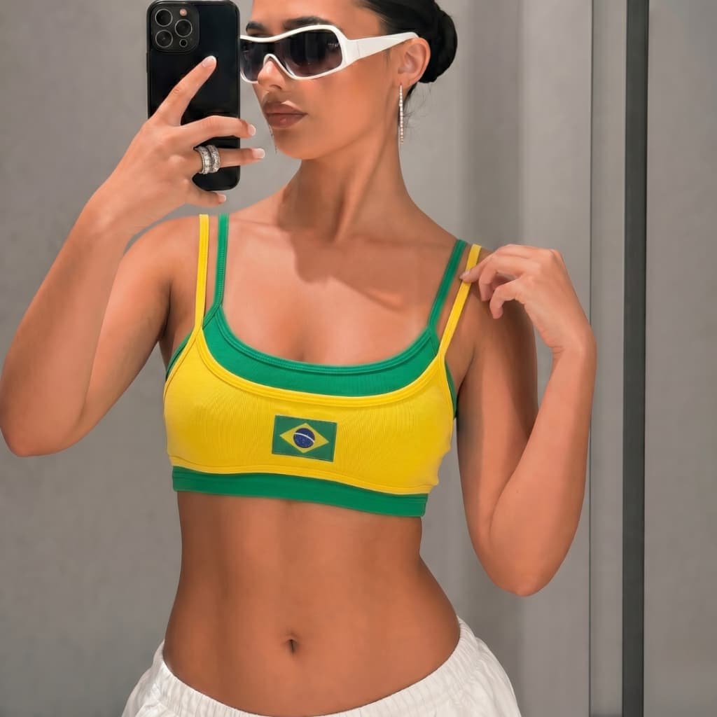 Top Regata Brasil Duplo Suplex Premium Y2K Fitness Feminina Academia