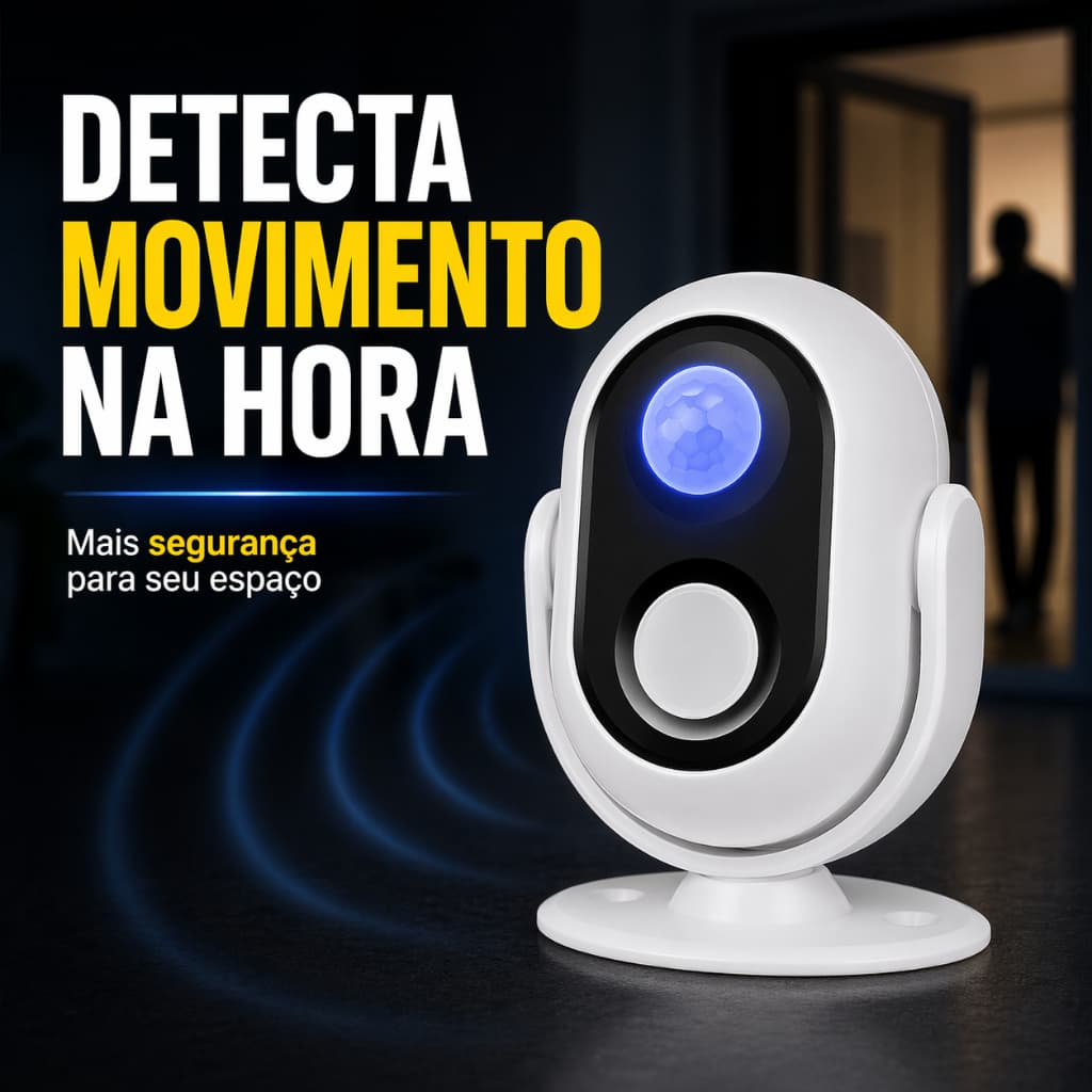 Sensor de Presença com Alarme Sonoro Bivolt Campainha Movimento Infravermelho