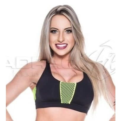 TOP Fitness com detalhe em tela TAM P cor amarelo