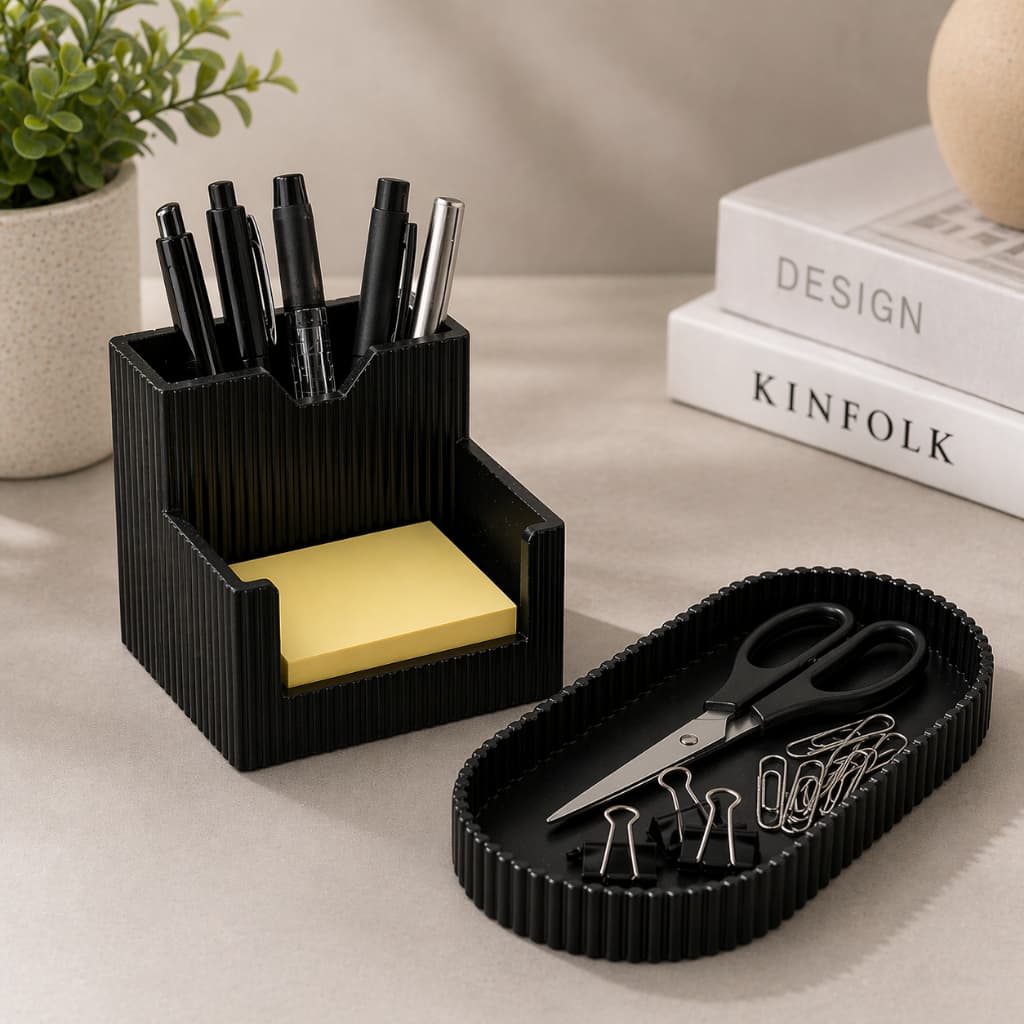 Kit Organizador de Mesa Porta Caneta Post-it Bandeja Multiuso Escritório Estudo