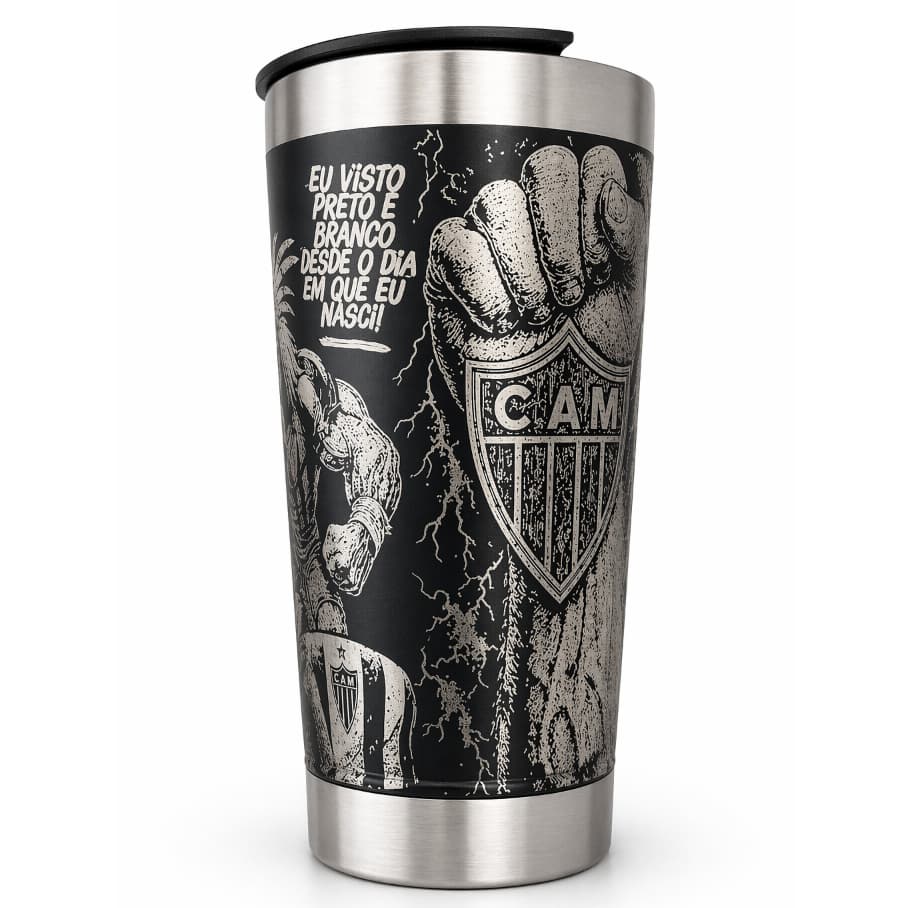 Copo Térmico Personalizado | 473ml | Gravação a Laser 360 Grau, Atlético Mineiro estádio
