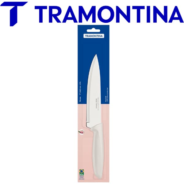 Faca Chef Tramontina 7" Inox Cabo Resistente Off White