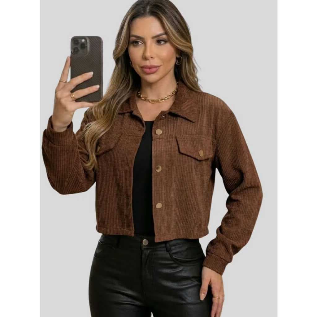 JAQUETA feminina cotele com botoes manga longa casual elegante