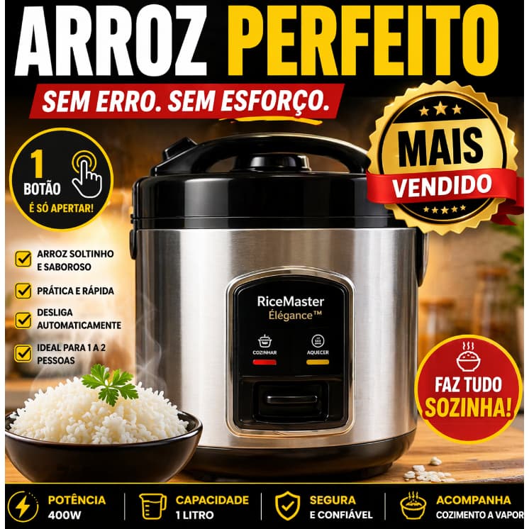 Panela de Arroz 1 Litro 127V – Econômica, Rápida e Não Precisa Saber Cozinhar