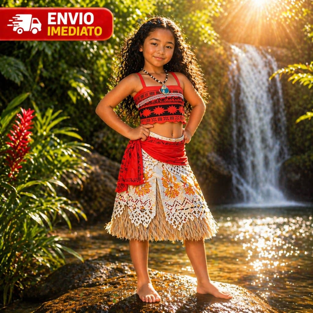 Fantasia Moana Infantil Com Faixa De Amarrar na Cintura Filme Moana Festas Princesas Festas
