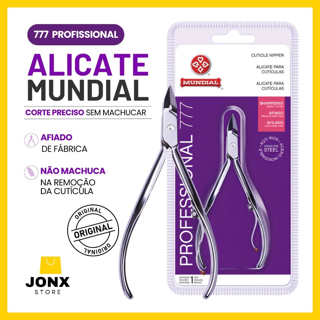 Alicate de Cutícula Para Manicure Mundial Amolado De Fabrica Profissional 777 Alicates Unha Esmalte