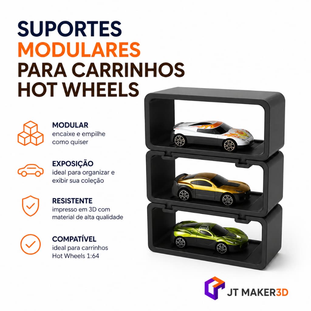 Suporte porta carrinhos Hot Wheels expositor 10 miniaturas cada kit