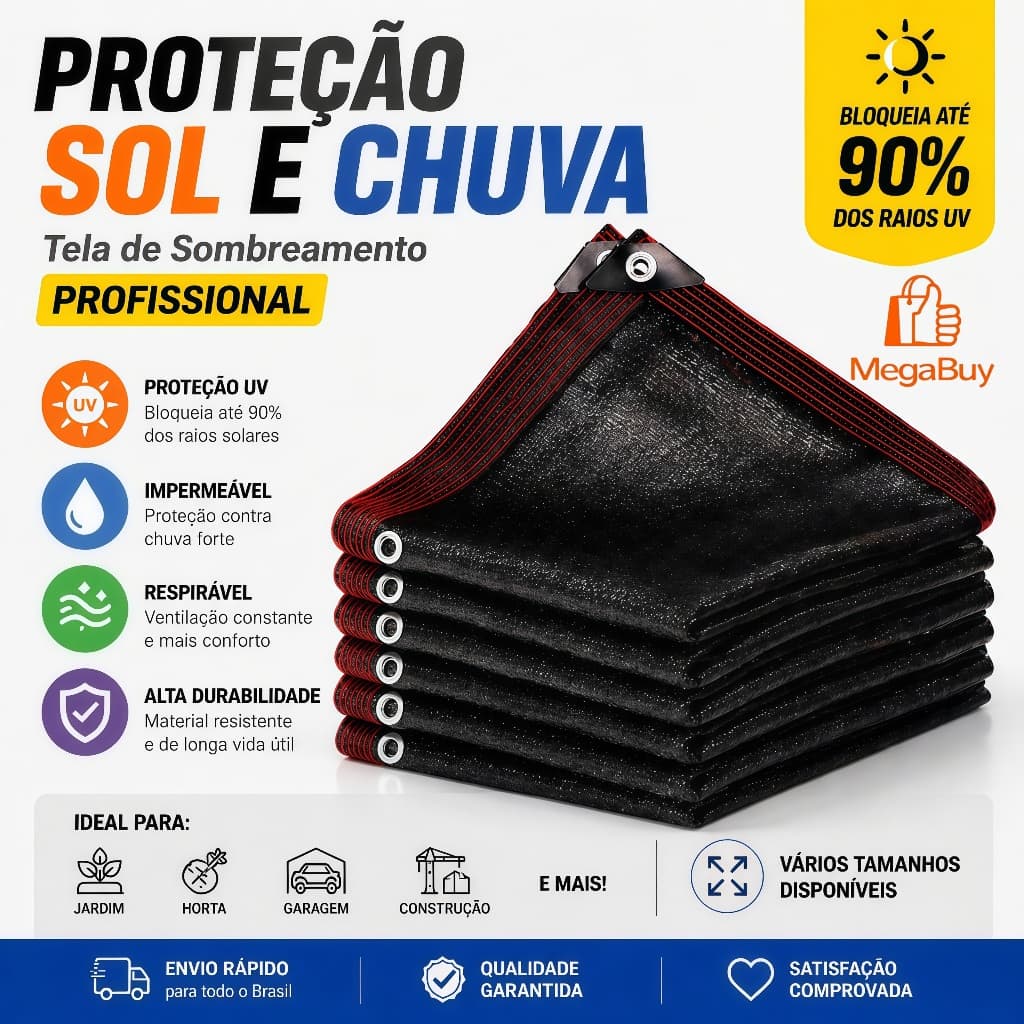Rede Sombrite 99% Largura de 2 A 8 Metros Rede de Sombreamento em Nylon Resistente ao Calor Malha Reforçada de 18 Fios