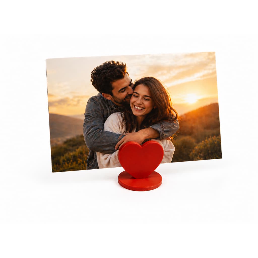 Suporte de Foto Coração Decorativo Presente Namorados Aniversário Mesa
