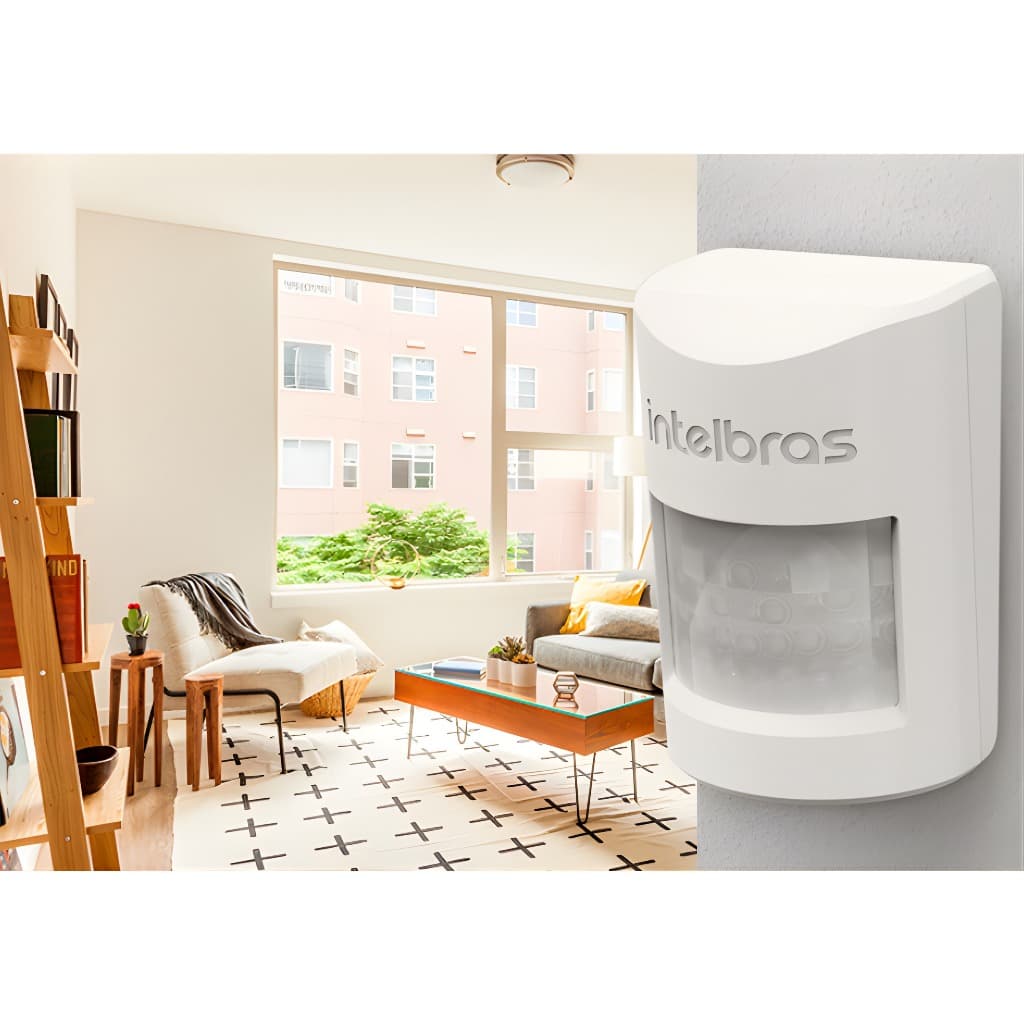 Sensor de movimento passivo intelbras c/fio IVP 1000 PET 20 kg - Branco Alcance de 12 metros