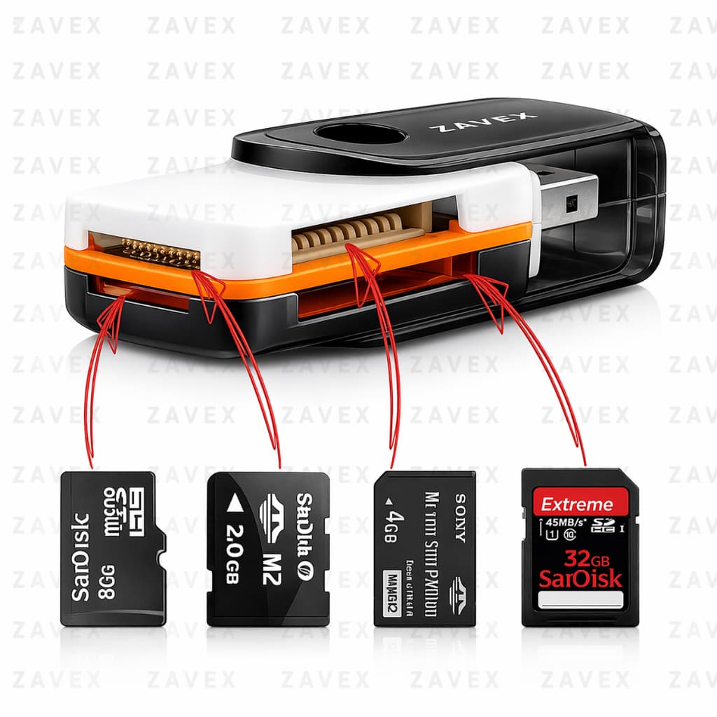 Adaptador Leitor Cartão De Memória USB Micro SD TF SD M2 4 Em 1 Alta Velocidade - Envio Imediato