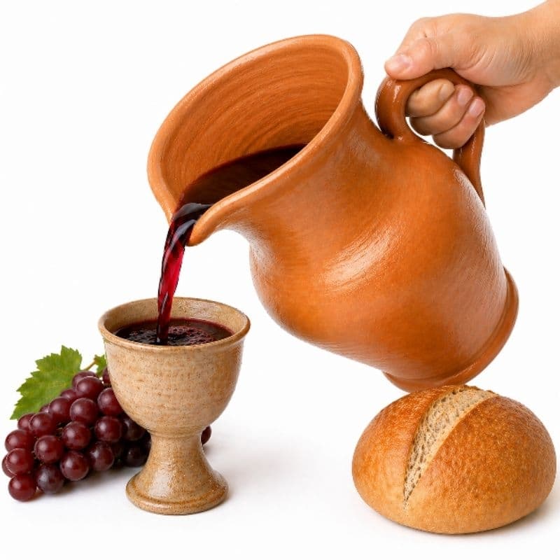 Jarro De Barro Santa Ceia Igreja Água Vinho religioso 25cm
