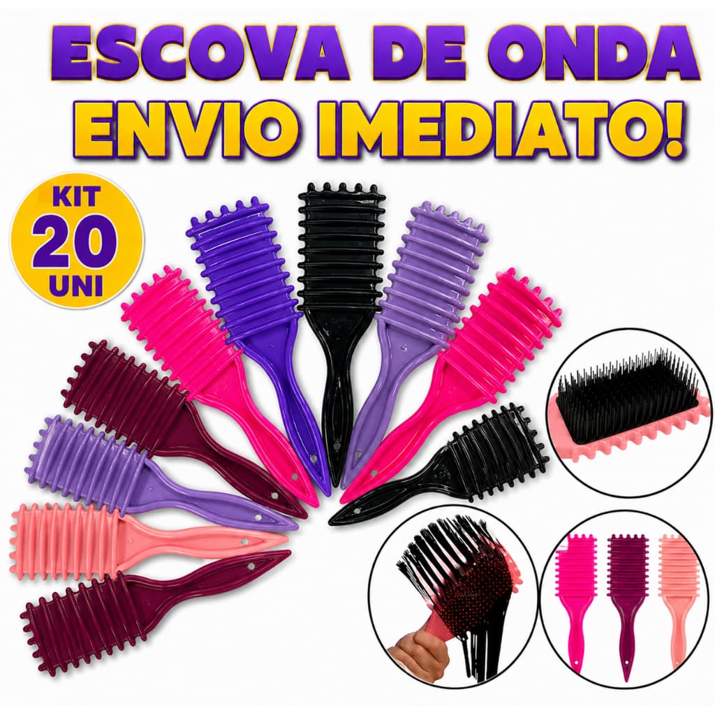 Kit 20 Atacado Escova Fitagem Definidora Finalizadora Escova De Ondulação Com Cerdas - Para Cabelos Cacheados - Unissex